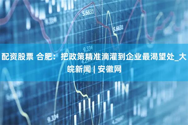 配资股票 合肥：把政策精准滴灌到企业最渴望处_大皖新闻 | 安徽网